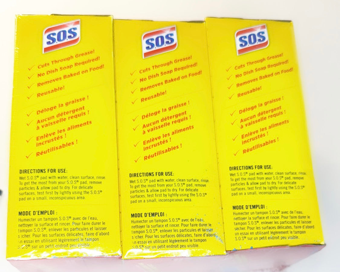 S.O.S Soap Filled Steel Wool Pads-30 Pads( 3 Value Pack)